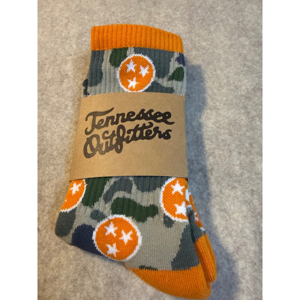 Tennessee Outfitters Knox Camo Tennessee Tri-Star Crew Socks Orange Green OSFM